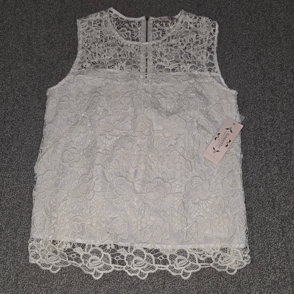 Nanette Lepore NWT M Ivory Floral Lace Sleeveless Top Coquette Bridal